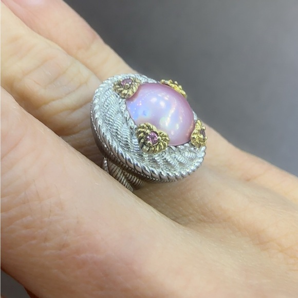 Judith Ripka Sterling silver pink pearl ring - Picture 2 of 5